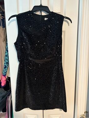 Zara Black Sequin Sleeveless Mini Dress